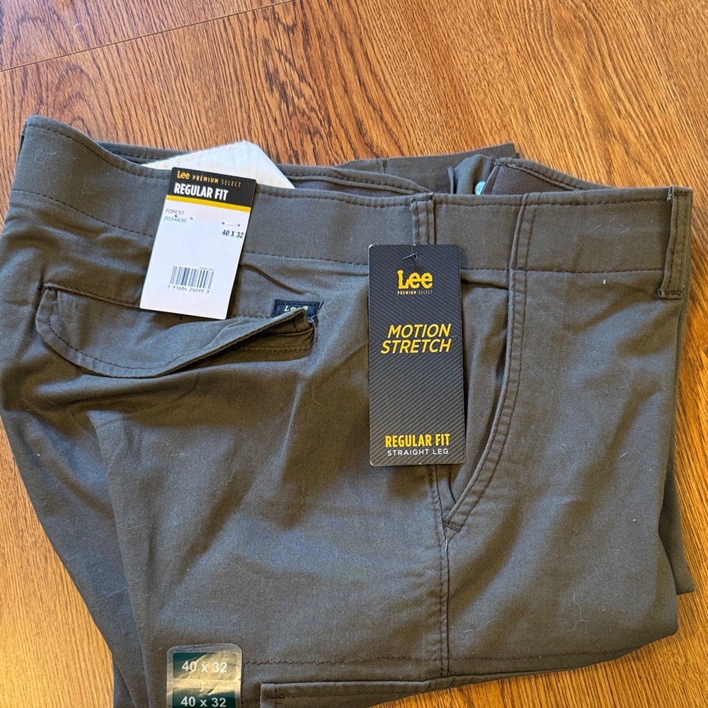 Lee Motion Stretch Regular Fit Trousers in Dark Gray